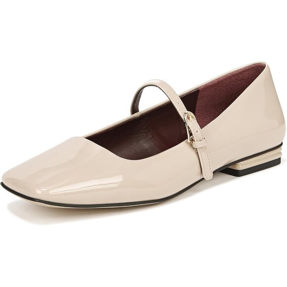 Franco Sarto Womens Beige Patent Faux Leather Tinsley Mary Jane Ballet Flats - Picture 1 of 9